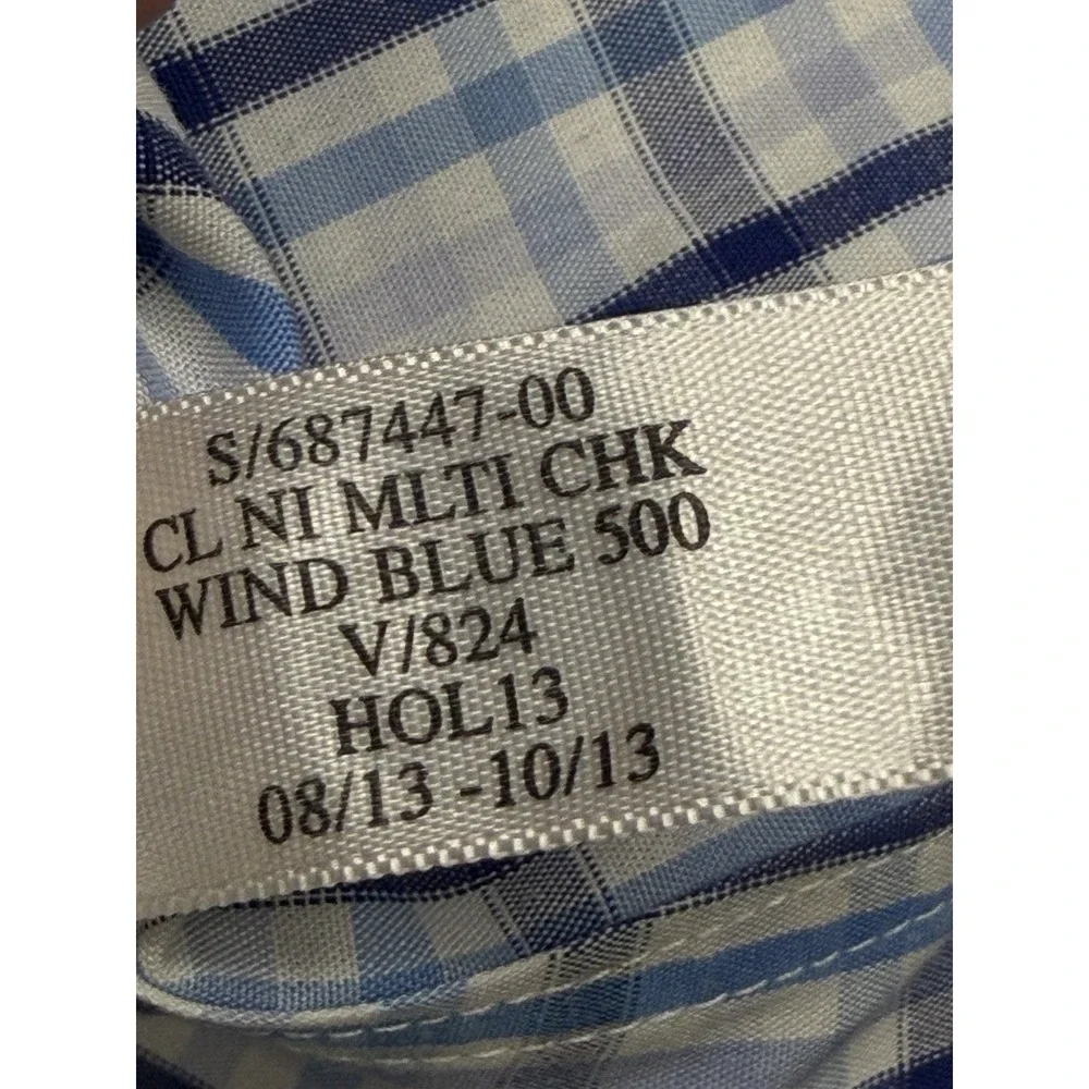 Banana Republic Non Iron Slim Fit Blue Plaid Button Long Sleeve Dress Shirt XL